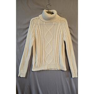 Isaac Mizrahi Cream Cable Knit Turtleneck Sweater. (Too Small for me/ REPOSHING)